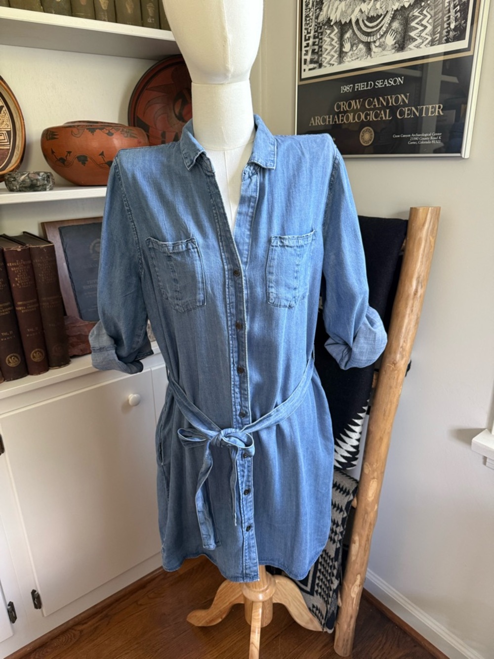 Velvet Heart lightweight Tencel Denim High-Low Shirt Dress NWOT size M